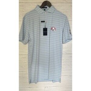 Peter Millar Men's Large Cadence Performance Jersey Polo Shirt-Blue Spruce